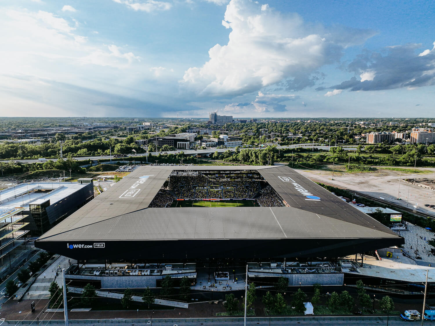 Aerial view of Lower.com Field